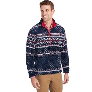 Vineyard Vines Dockside Fleece 1/2 Zip Fair Isle Pullover Size Large